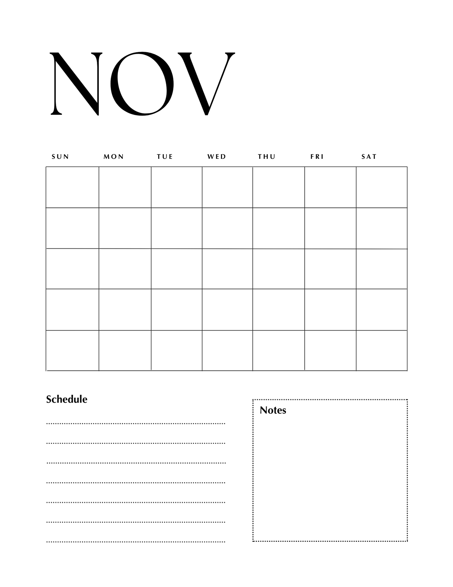 Erasable Monthly Planner Inserts
