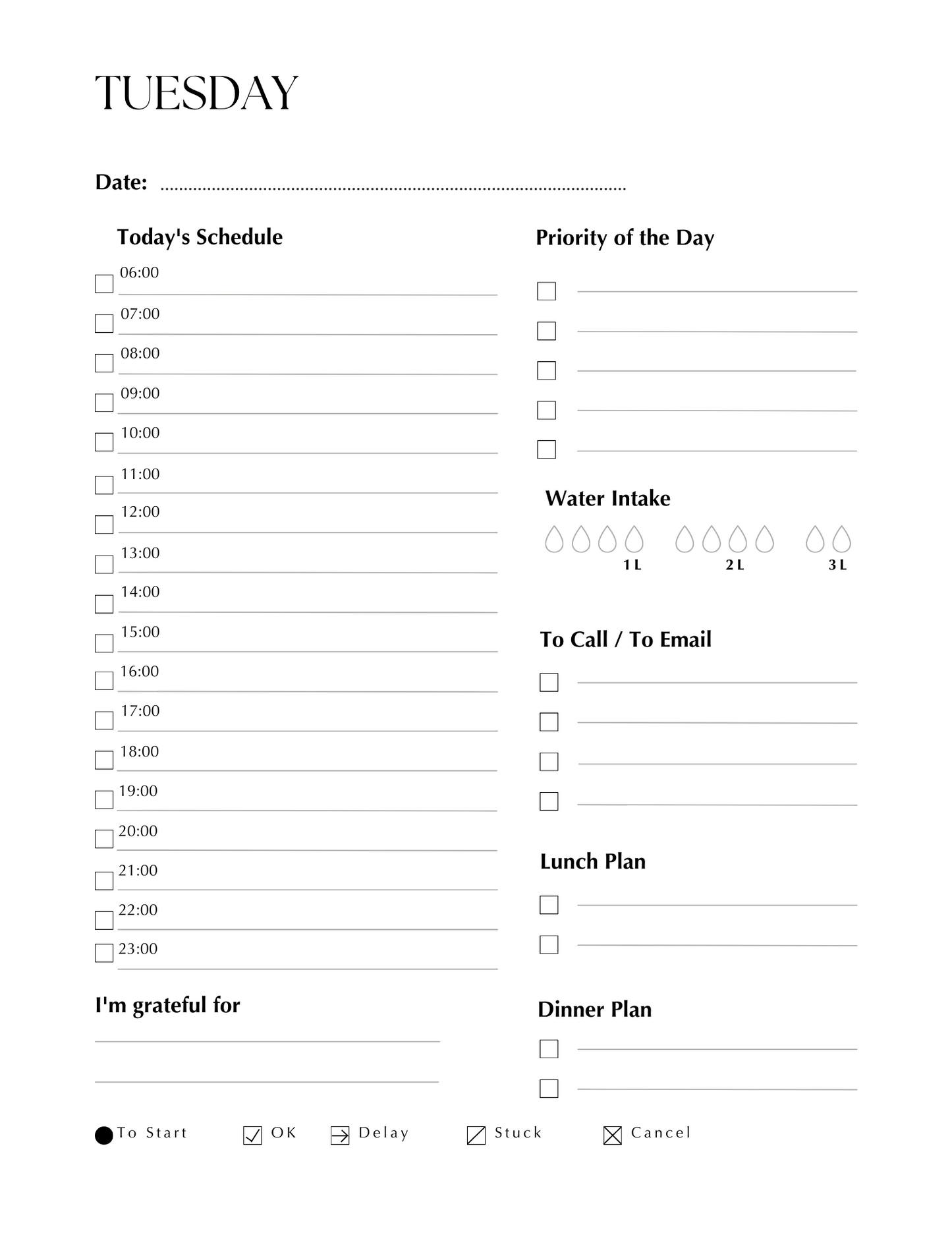 Erasable A5 Daily Planner Inserts