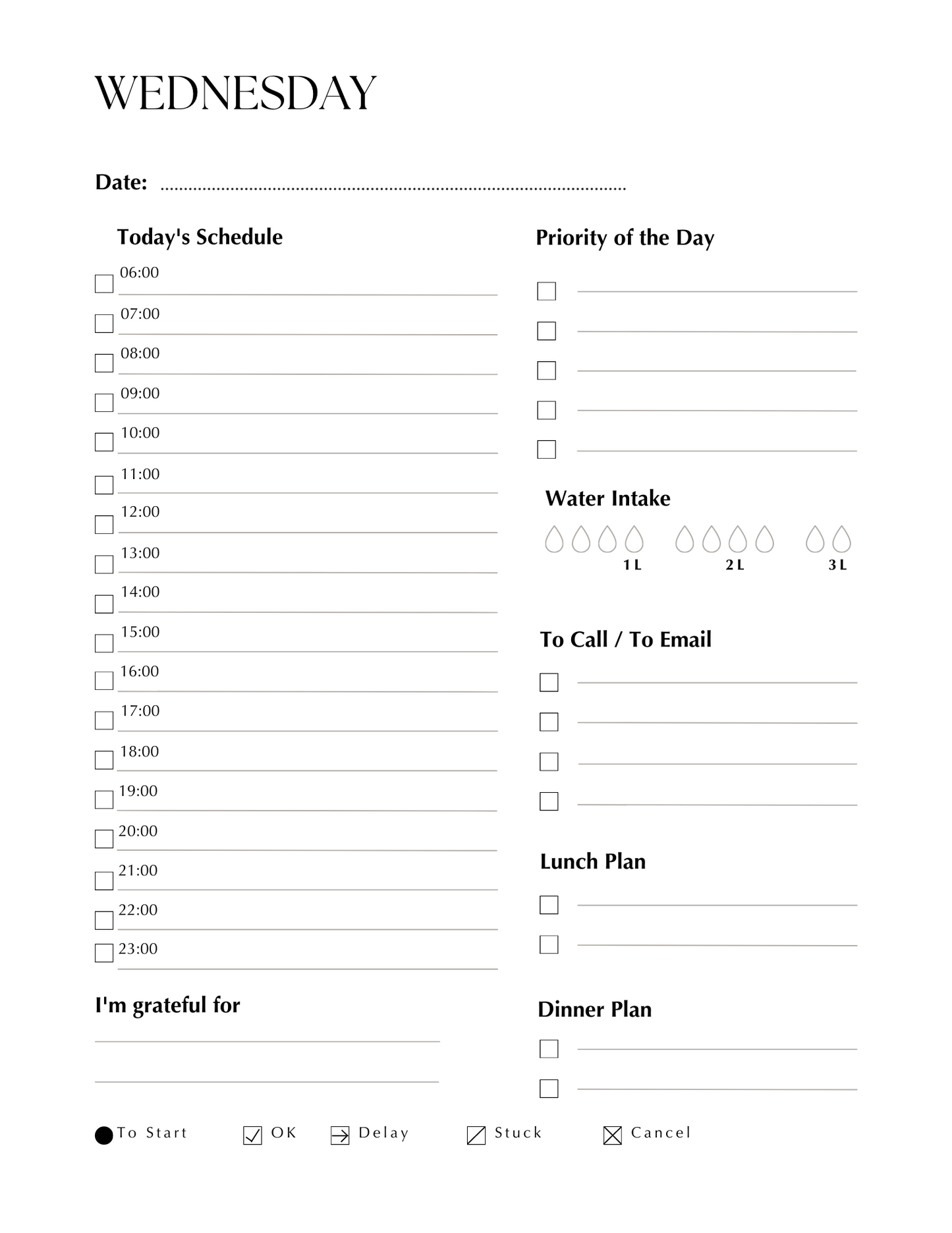 Erasable A5 Daily Planner Inserts