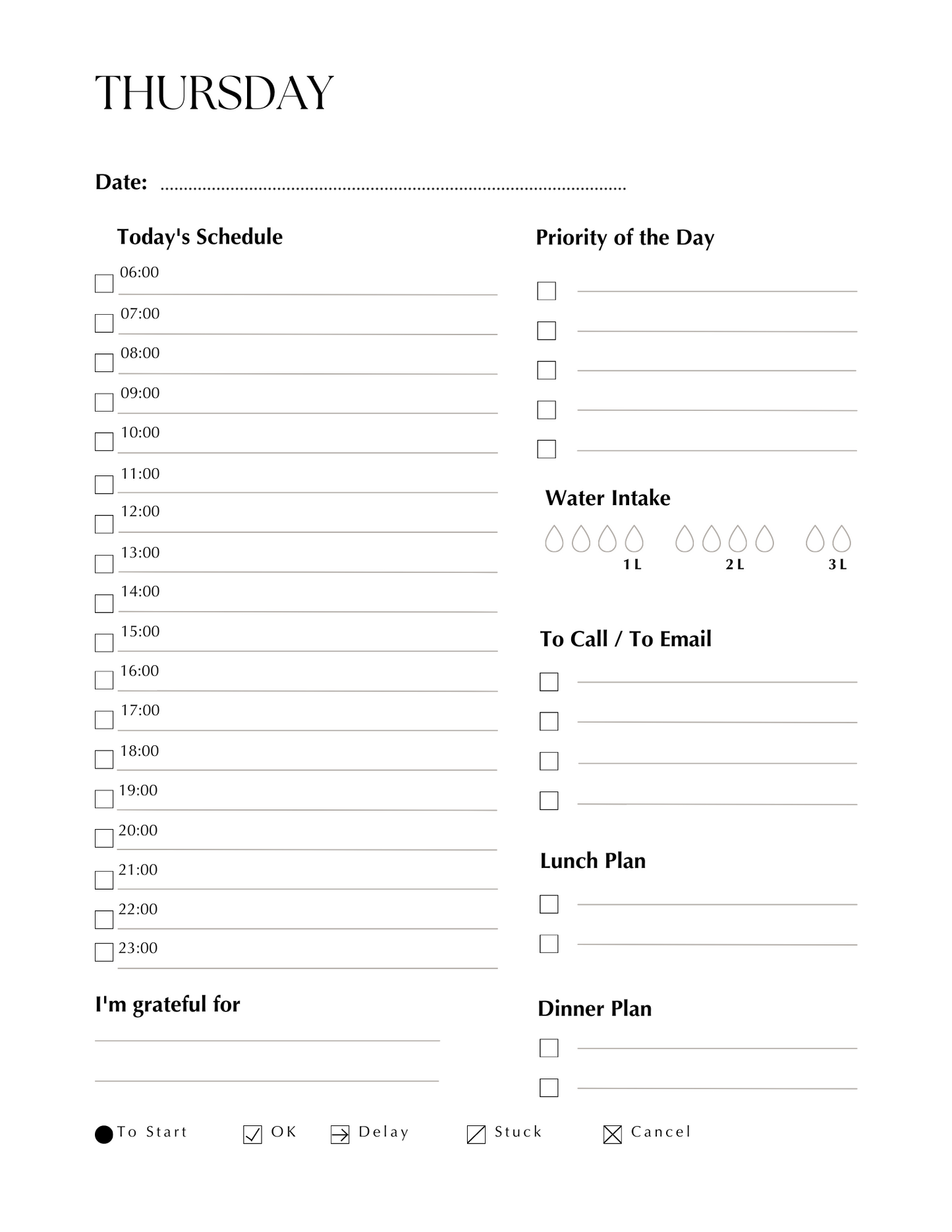 Erasable A5 Daily Planner Inserts