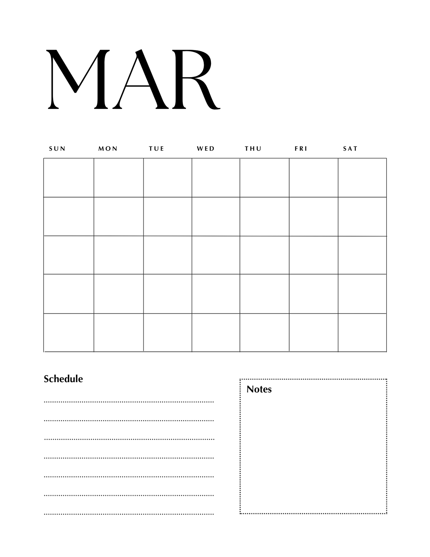 Erasable Monthly Planner Inserts