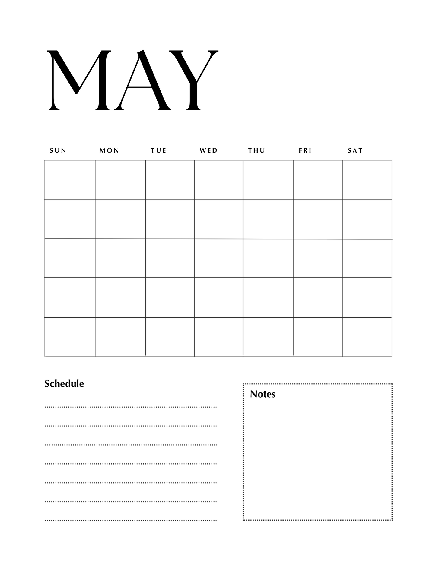 Erasable Monthly Planner Inserts