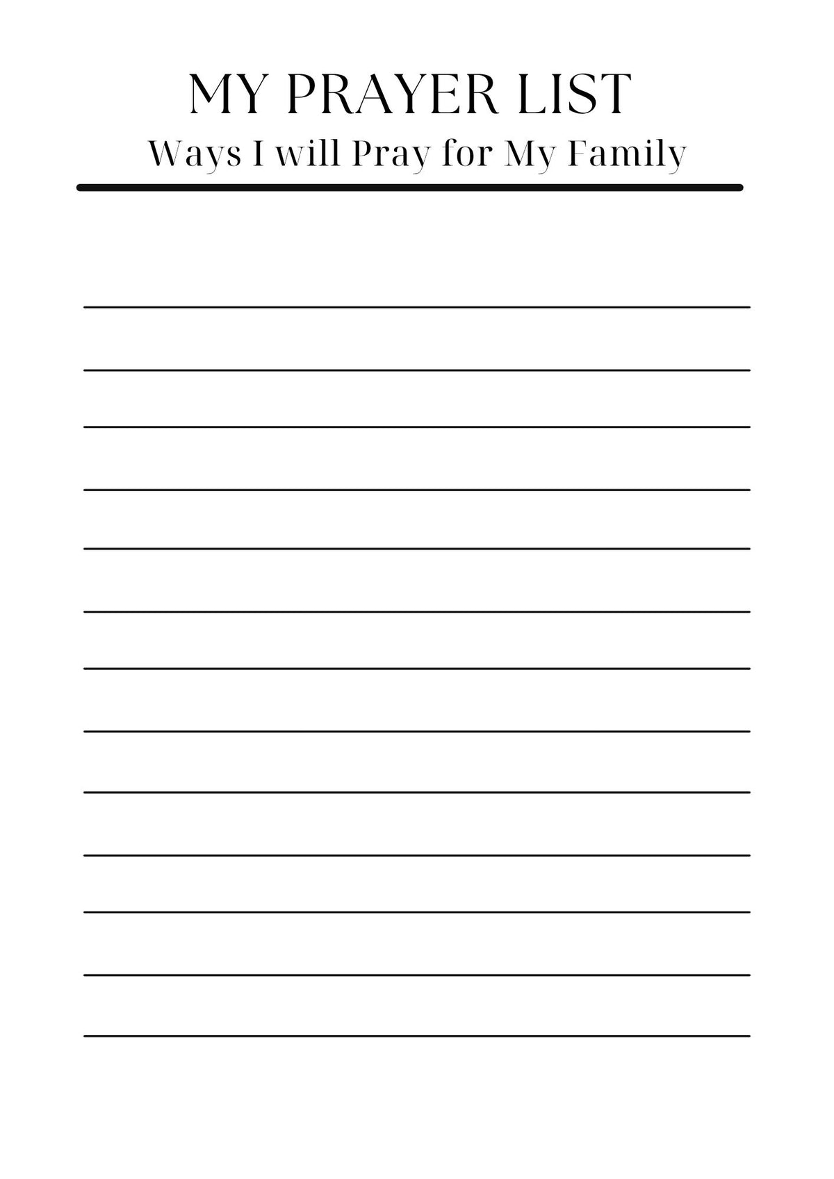 My Prayer List - Erasable Planner Insert