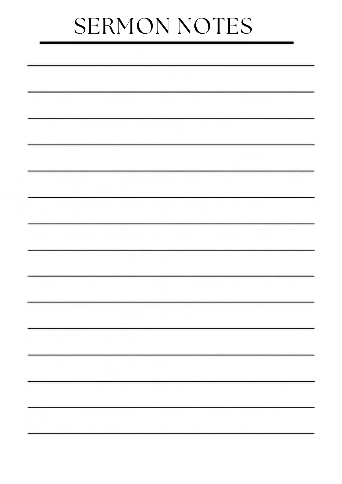 Sermon Notes - Erasable Planner Insert