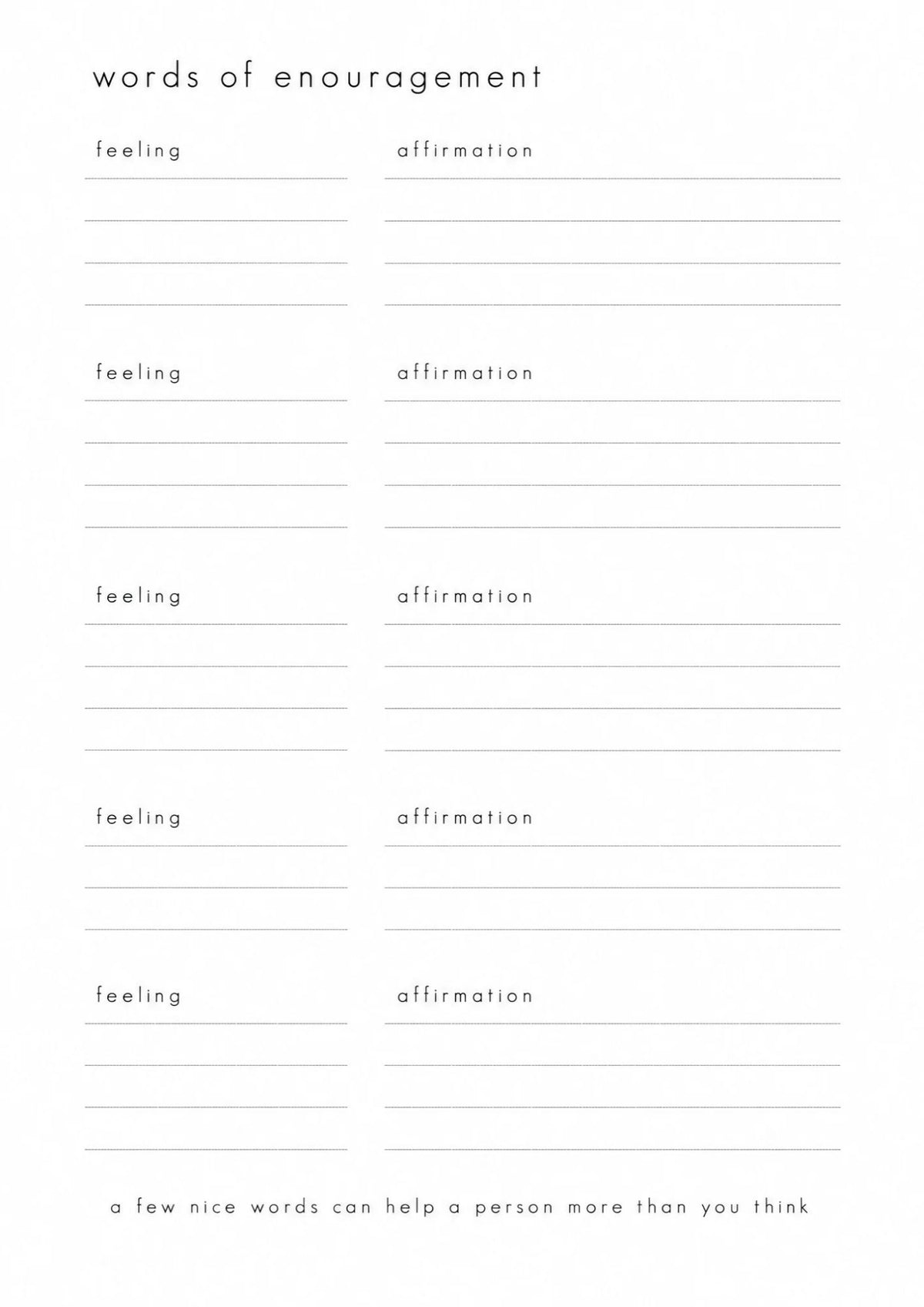 Words of Encouragement - Erasable Planner Insert