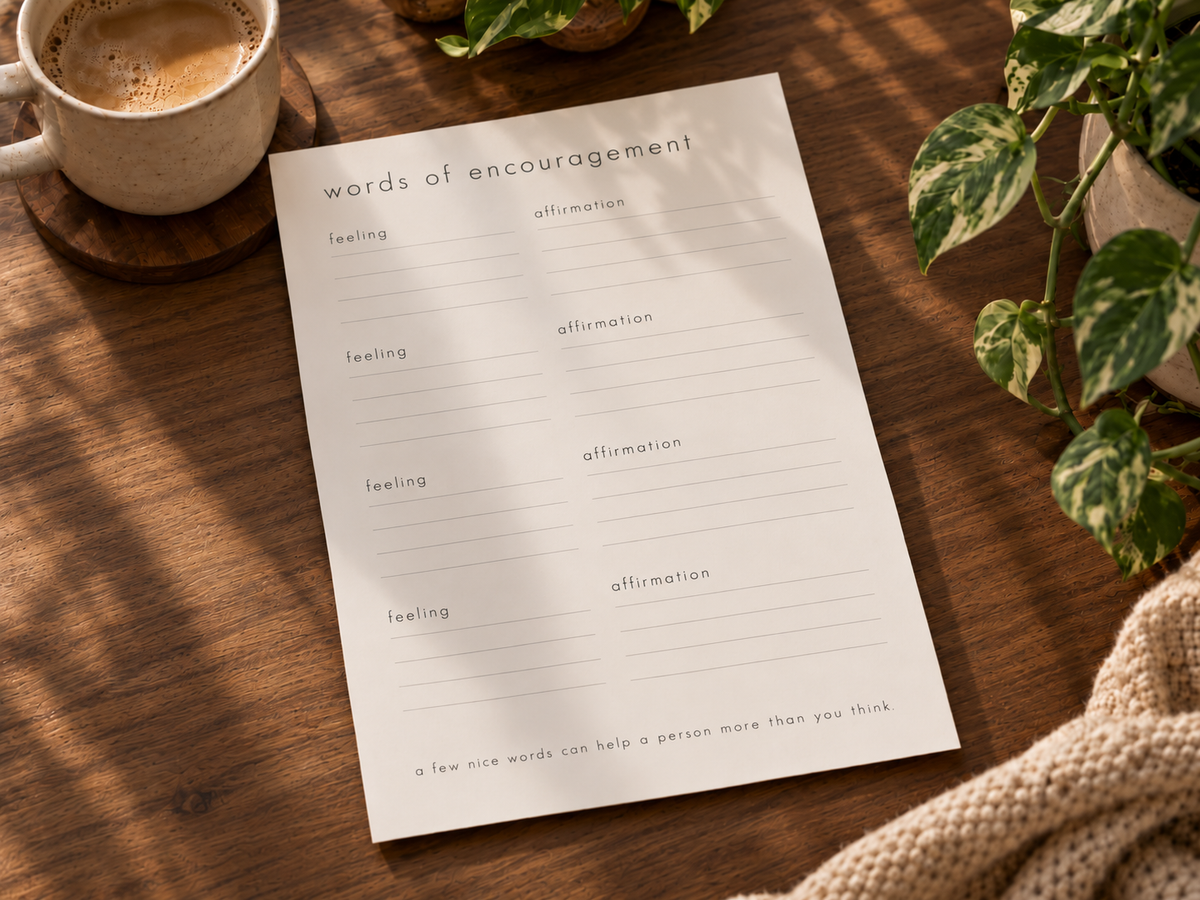 Words of Encouragement - Erasable Planner Insert