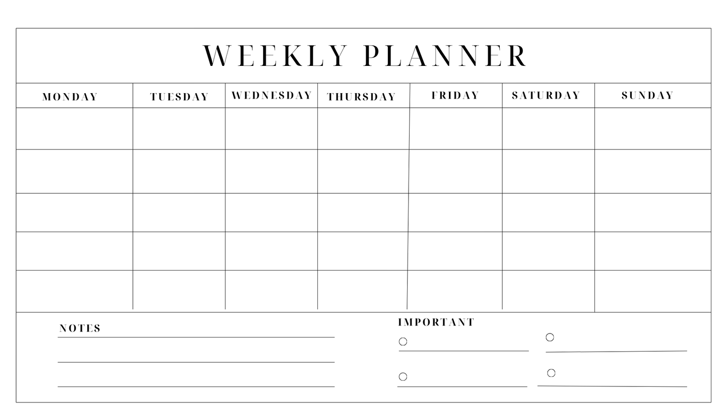 Erasable Planner Inserts - Weekly