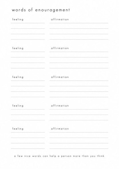 Words of Encouragement - Erasable Planner Insert