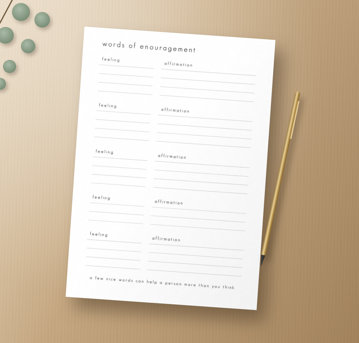 Words of Encouragement - Erasable Planner Insert